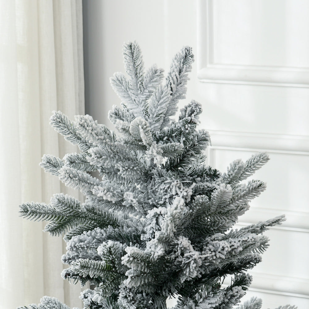 Sapin de Noël artificiel 135 cm, pin naturel enneigé, 267 branches de neige, ouverture automatique, base en acier, vert
