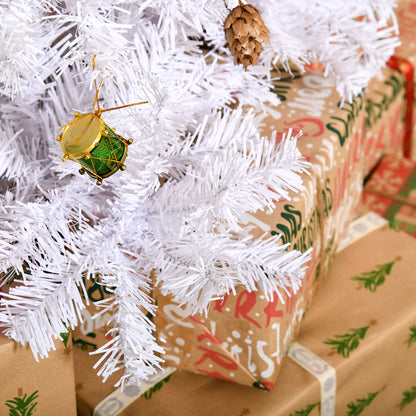 Sapin Arbre de Noël Artificiel Blanc 150 cm 680 Branches avec Nombreux Accessoires variés