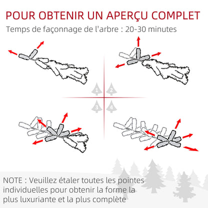 Sapin de Noël artificiel 180 cm avec 618 branches enneigées, support en acier, arbre de Noël artificiel avec socle pliable en acier, vert