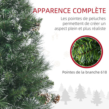 Sapin de Noël artificiel 180 cm avec 618 branches enneigées, support en acier, arbre de Noël artificiel avec socle pliable en acier, vert