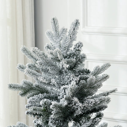 Sapin de Noël artificiel 135 cm, pin naturel enneigé, 267 branches de neige, ouverture automatique, base en acier, vert