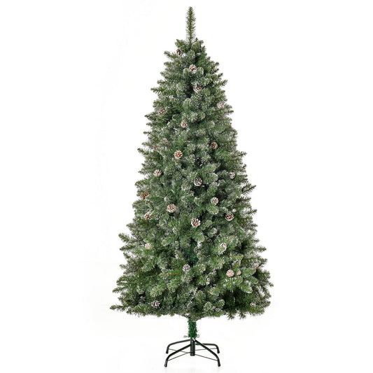 Sapin de Noël Artificiel Aspect enneigé 180H cm 50 Pommes de pin 718 Branches épines Imitation Nordmann Grand réalisme